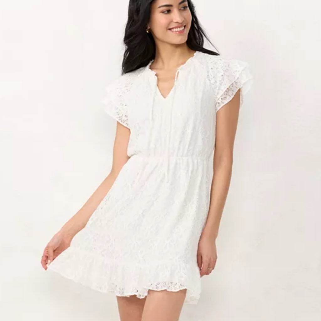 LC Lauren Conrad | Dresses | Nwt Lc Lauren Conrad Double Ruffle Sleeve Fit  And Flare Lace Dress Size Xxl | Poshmark, image size:1024x1023